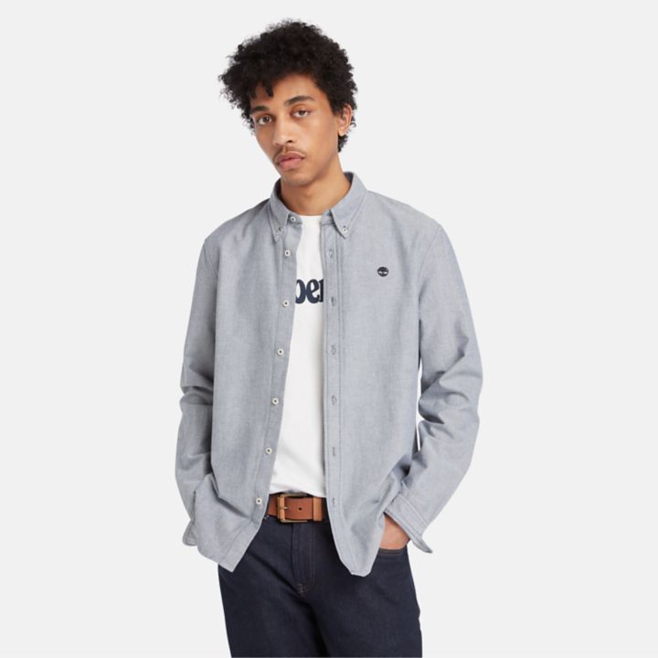 Long Sleeve Oxford Shirt for Men in Grey