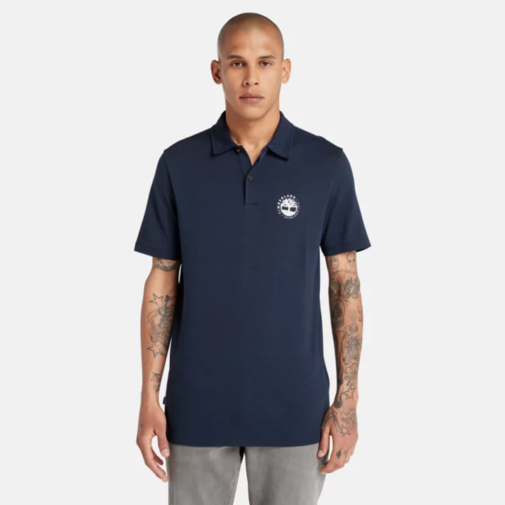 Logo Polo With Refibra Technology for Men in Navy