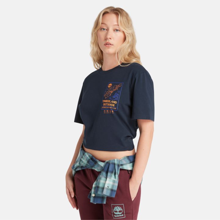 Cropped T-Shirt for Women in Navy