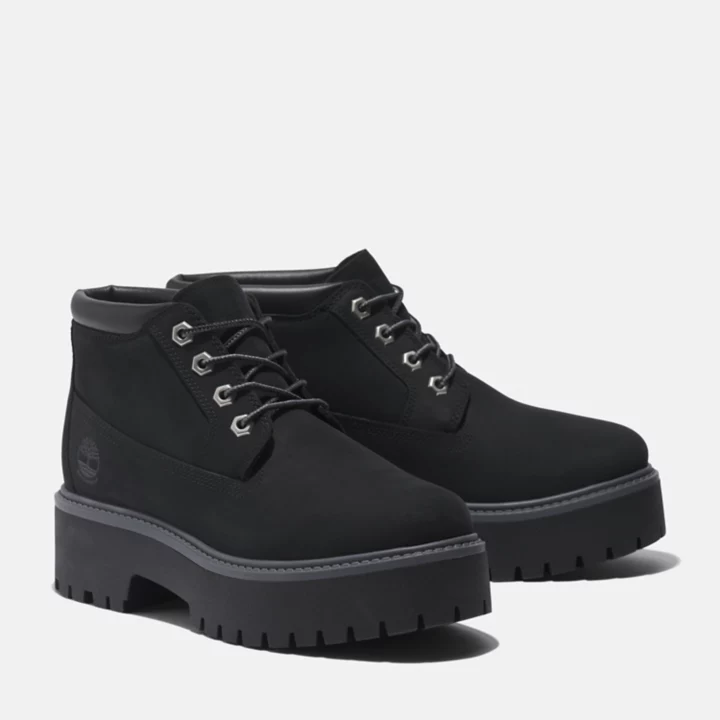 Stone Street Timberland Premium Platform Waterproof Chukka for Women in Monochrome Black