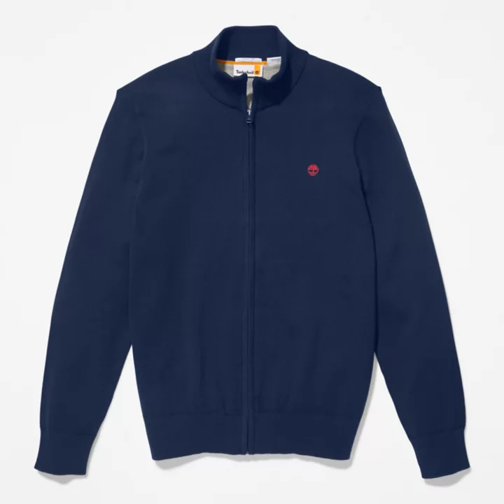 Williams River Full-Zip Cotton Jumper for Men in Navy