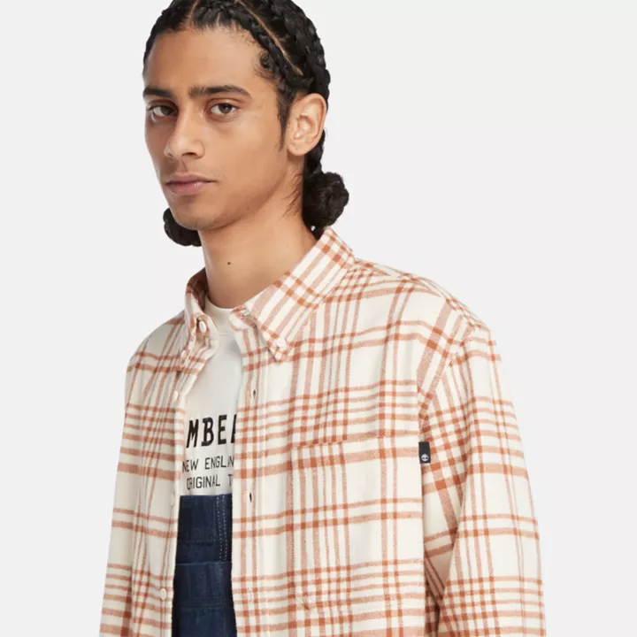 Heavy Flannel Check Shirt for Men in Brown