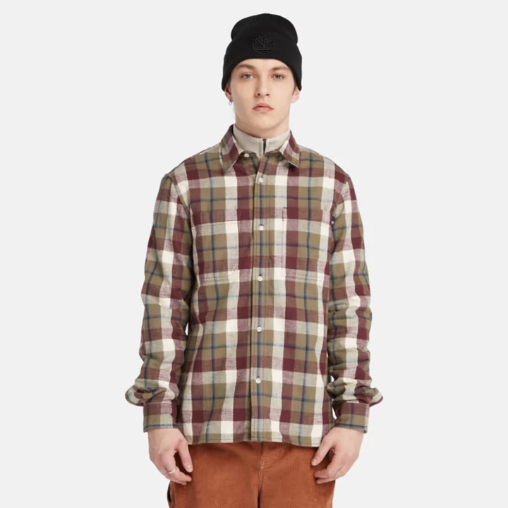 Windham Flannel Shirt for Men in Burgundy/Grey/Beige