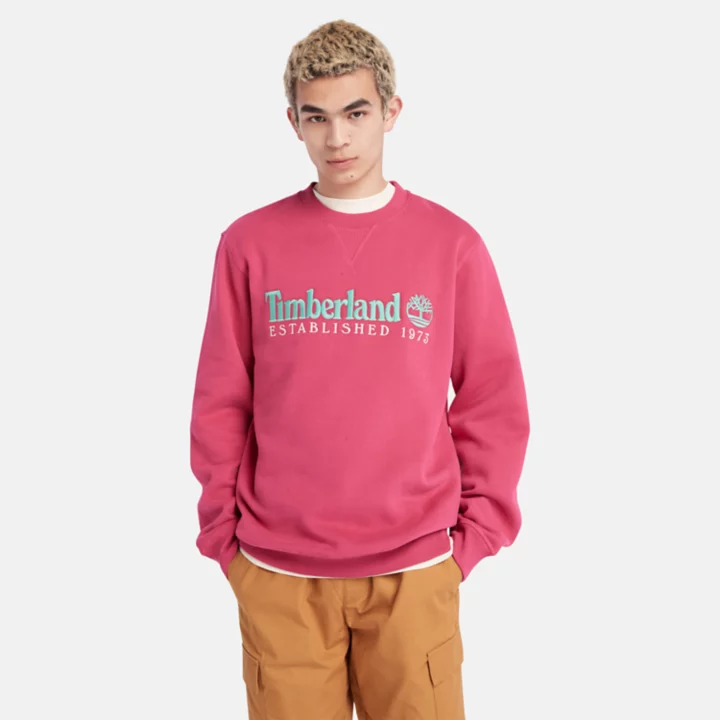 Est. 1973 Logo Crew Sweatshirt for Men in Pink