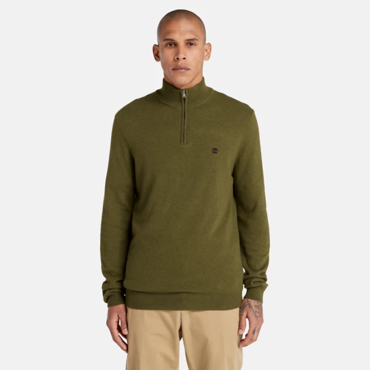 Cohas Brook Zip-Neck Jumper for Men in Green