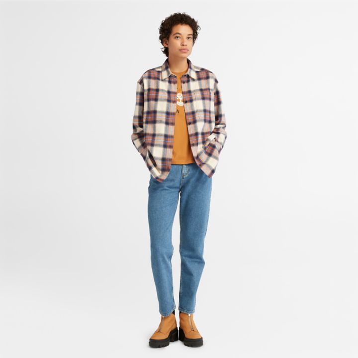 Flannel Overshirt for Women in Brown