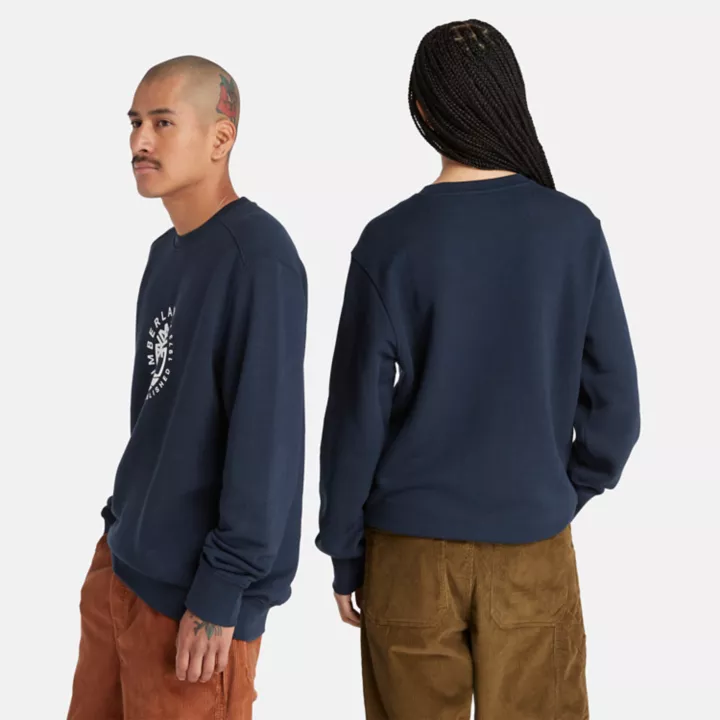 All Gender Crew Sweatshirt with Refibra Technology in Navy