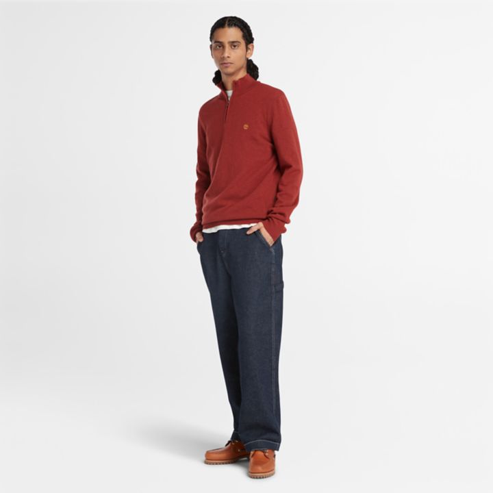 Cohas Brook Zip-Neck Jumper for Men in Red