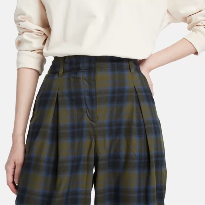 Plaid Trousers for Women in Green