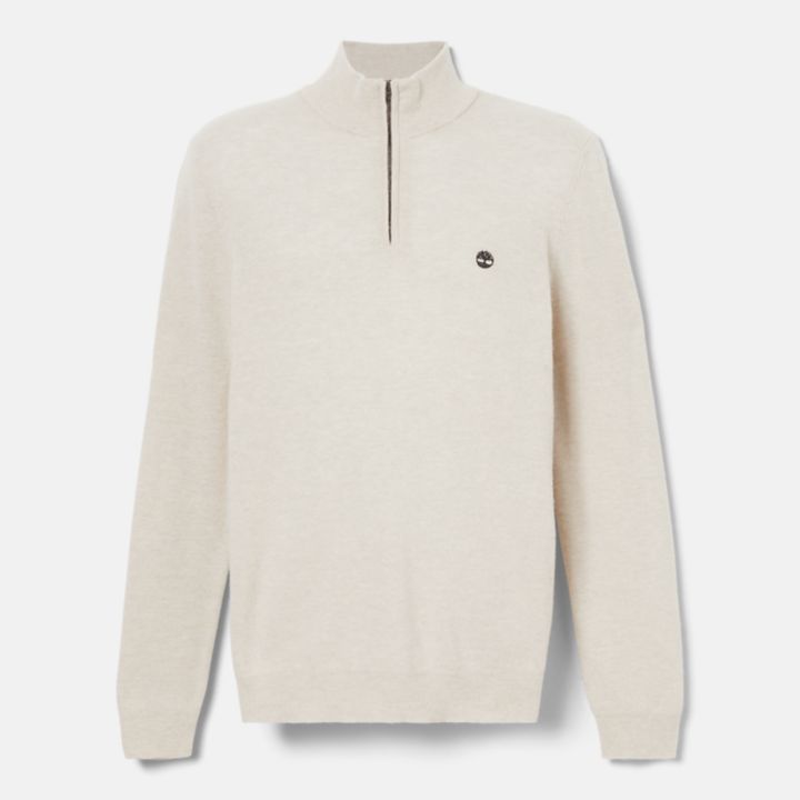 Cohas Brook Zip-Neck Jumper for Men in Beige