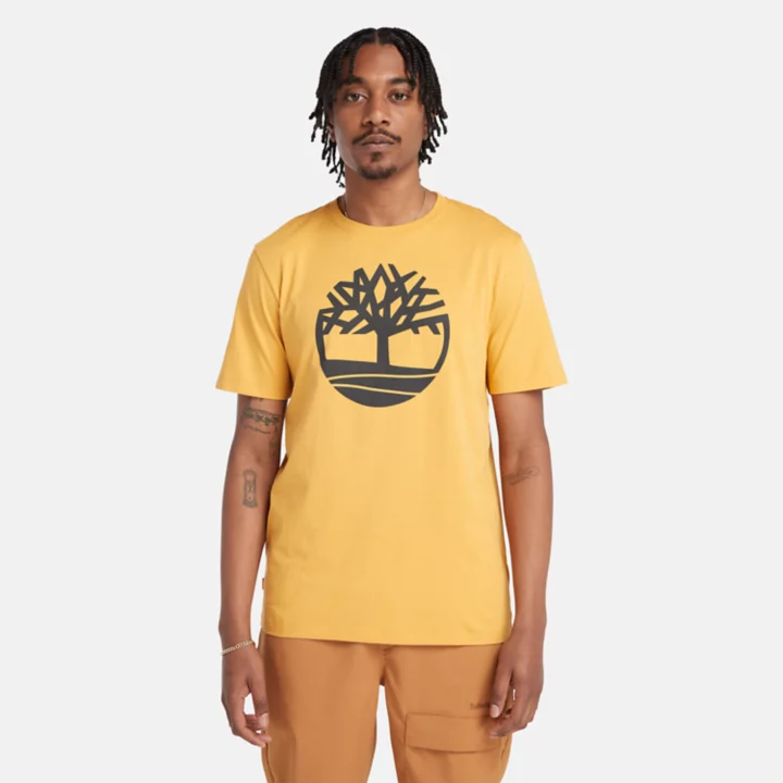 Kennebec River Tree Logo T-Shirt for Men in Yellow
