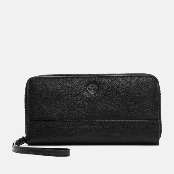 Leather Large Zip-Around for Women in Black