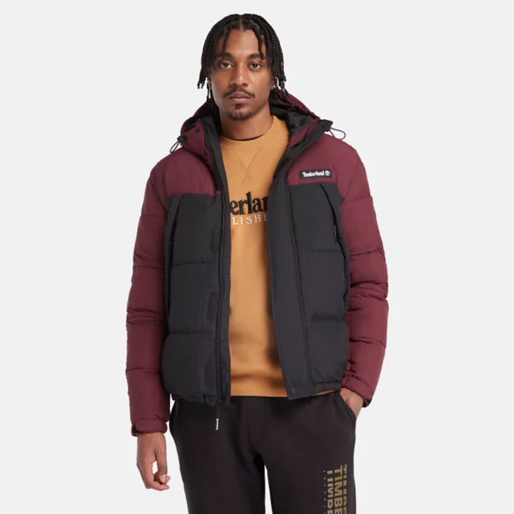Outdoor Archive Puffer Jacket for Men in Burgundy