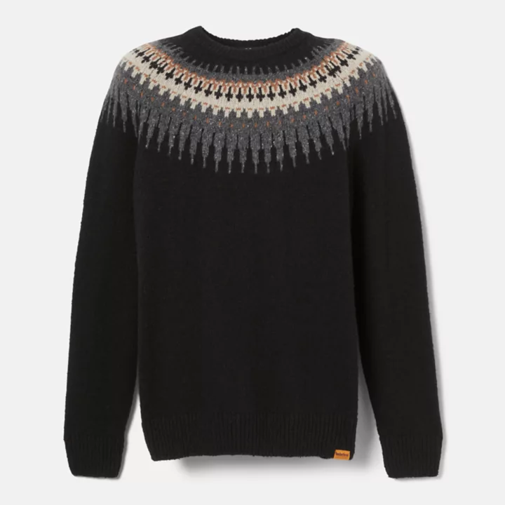 Long Sleeve Fairisle Jumper for Men in Black