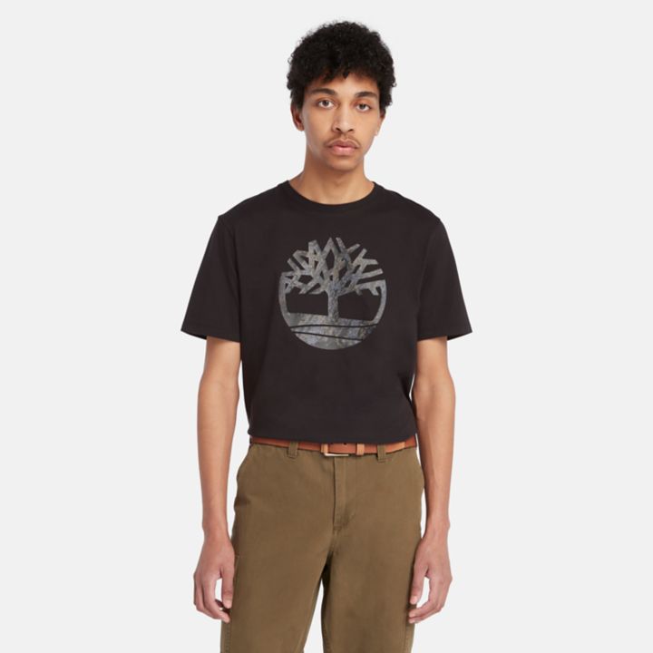 Camo Tree Logo T-Shirt for Men in Black