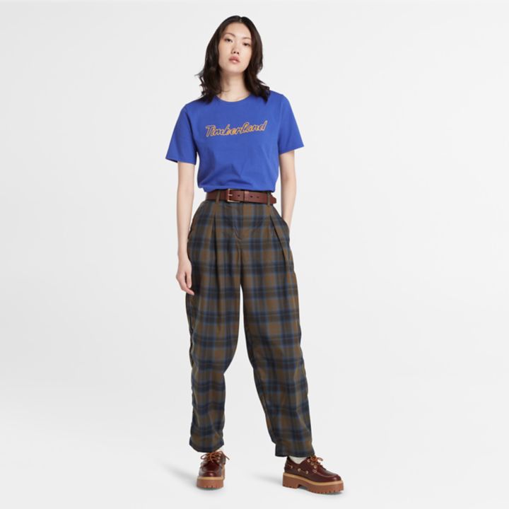 Texture Logo T-Shirt for Women in Blue