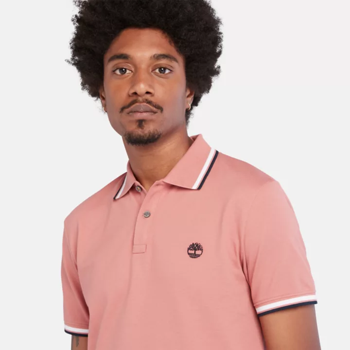 Millers River Tipped Polo Shirt for Men in Maroon