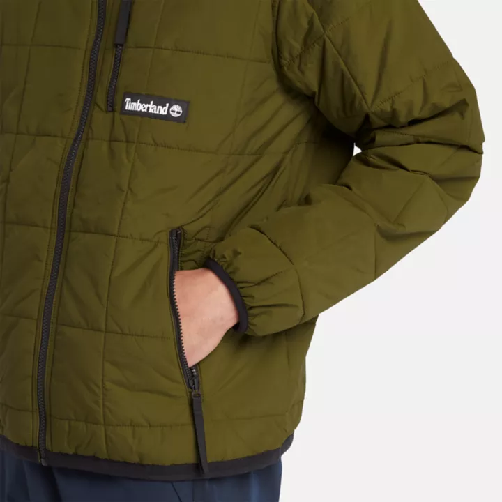 Water Repellent Quilted Insulated Jacket for Men in Green