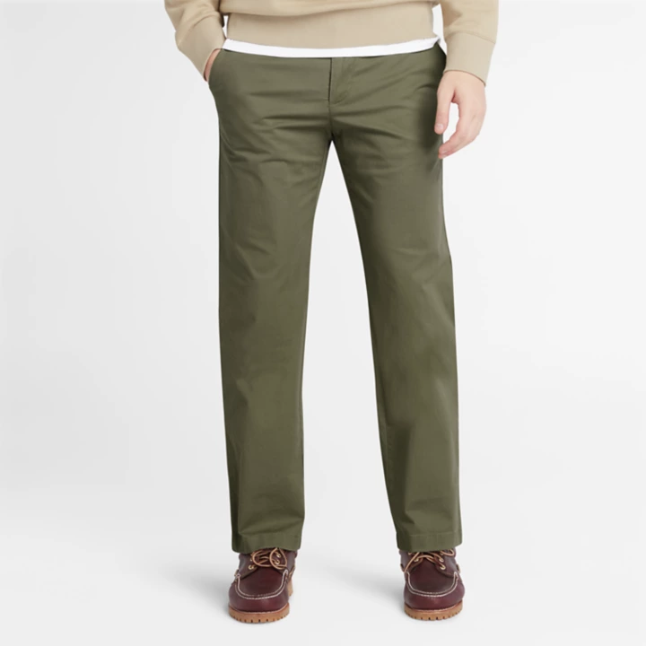 Squam Lake Stretch Chinos for Men in Dark Green