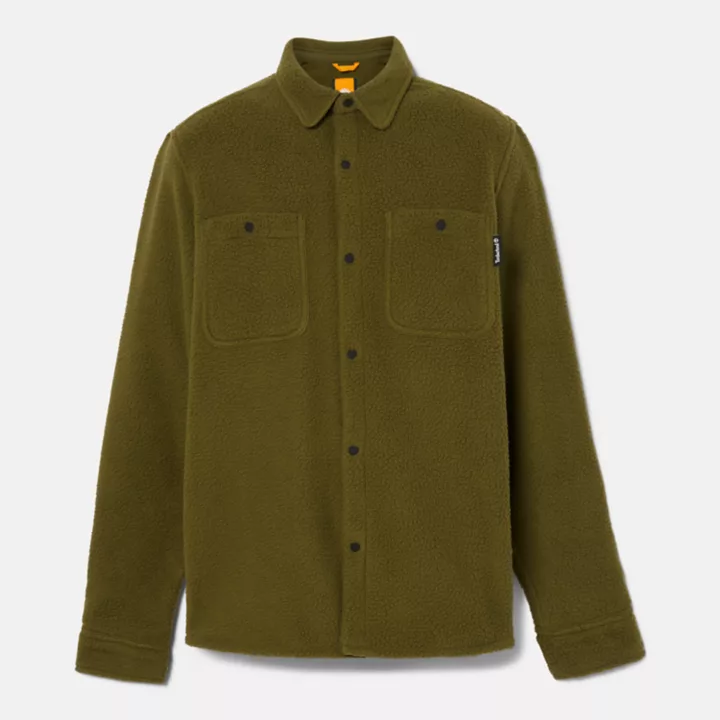Utility High-Pile Fleece Overshirt for Men in Green