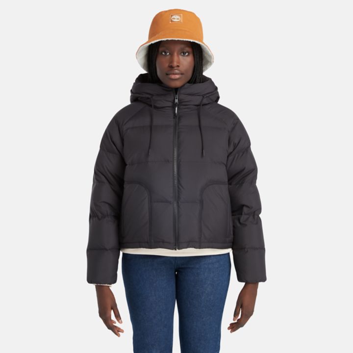 Recycled Down Puffer Jacket for Women in Black