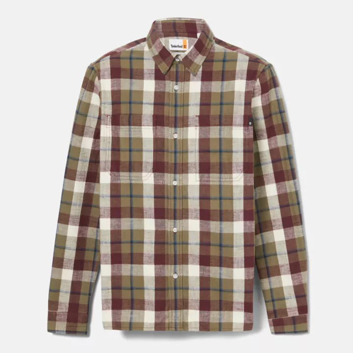 Windham Flannel Shirt for Men in Burgundy/Grey/Beige