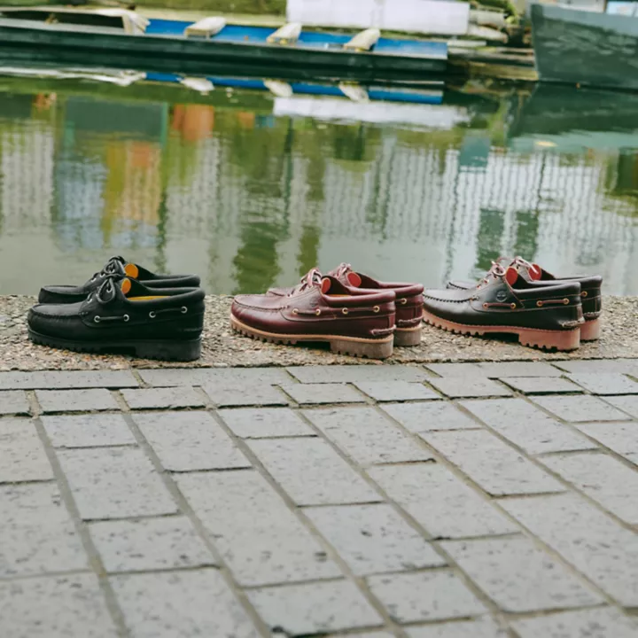 3-Eye Lug Handsewn Boat Shoe for Men in Black