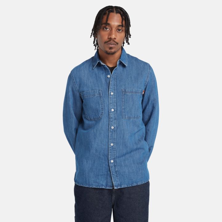 Windham Cotton Hemp Denim Shirt for Men in Blue