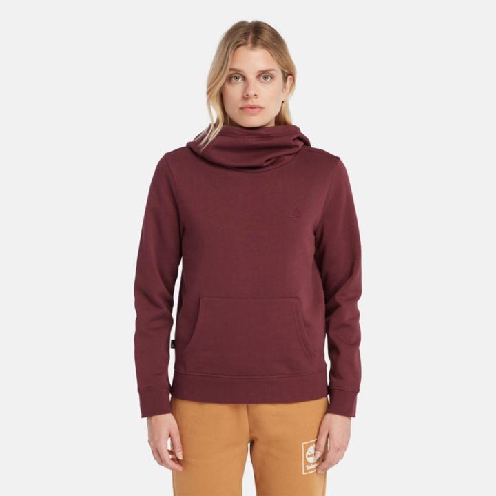 Embroidered Tree Hoodie for Women in Burgundy
