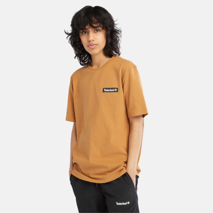All Gender Heavyweight Woven Badge T-Shirt in Yellow