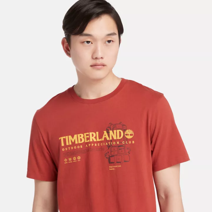 Outdoor Graphic T-Shirt for Men in Red