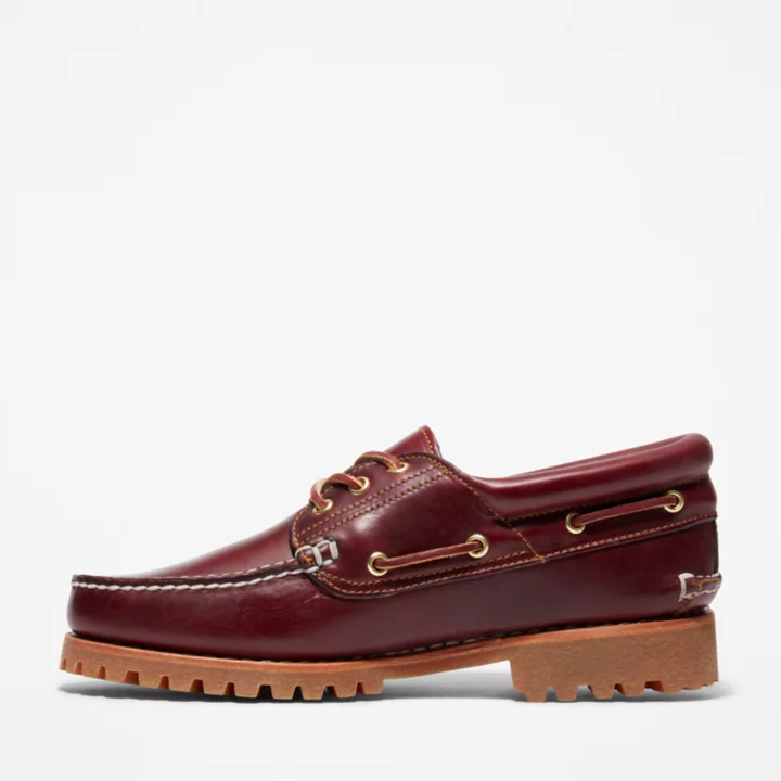 Timberland Authentic 3-Eye Boat Shoe for Men in Burgundy