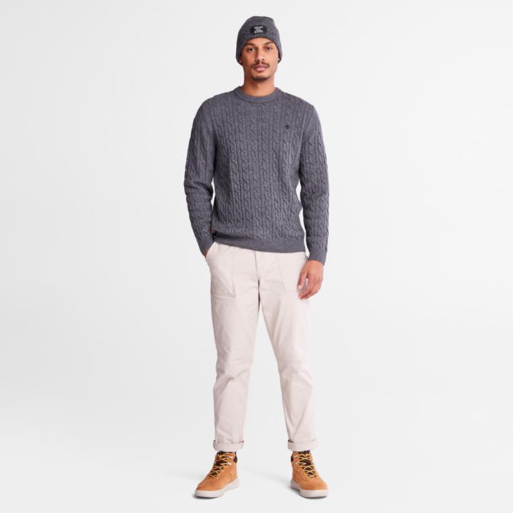 Phillips Brook Cable-knit Crew Jumper for Men in Grey