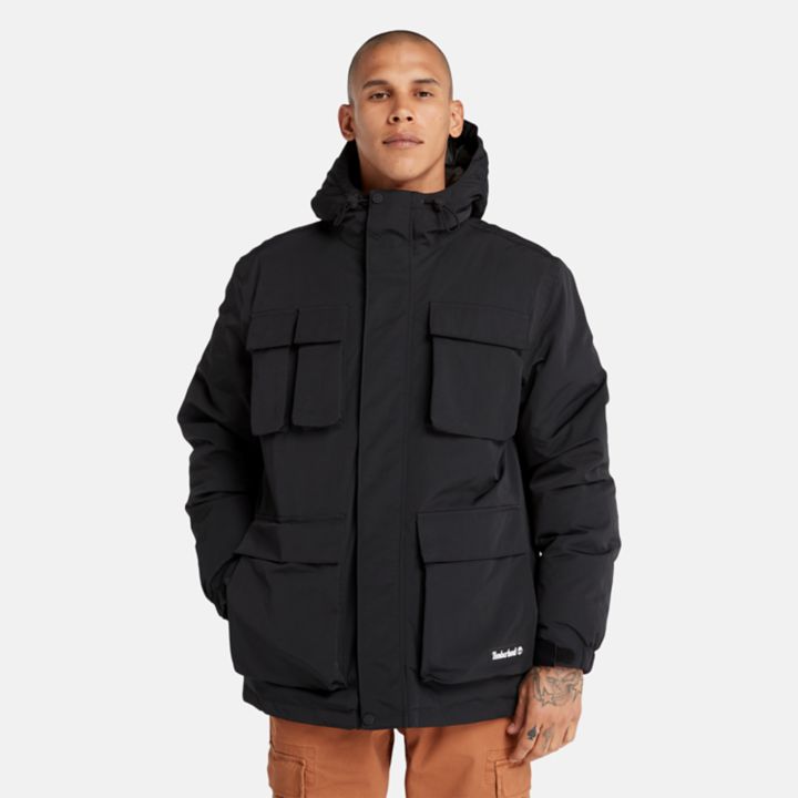 Insulated Utility Jacket for Men in Black