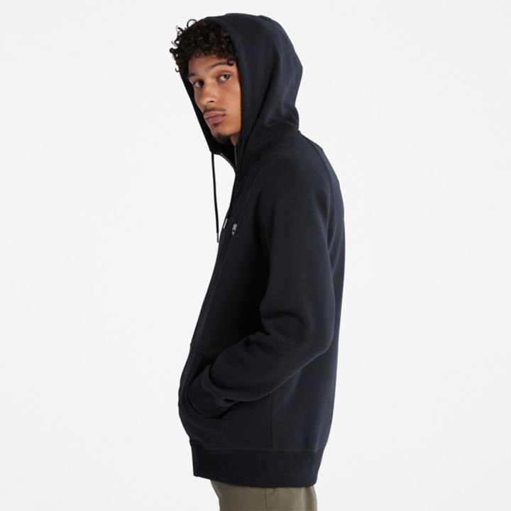 Exeter River Zip-Front Fleece Hoodie for Men in Black