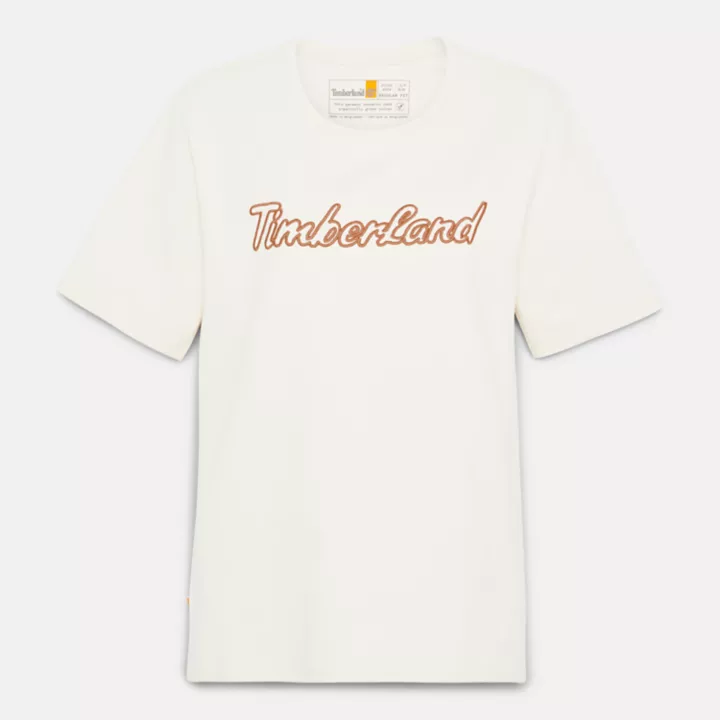 Texture Logo T-Shirt for Women in Beige