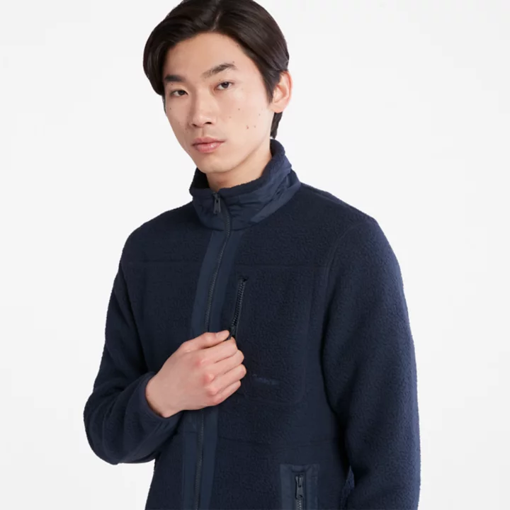Sherpa Fleece Jacket for Men in Navy