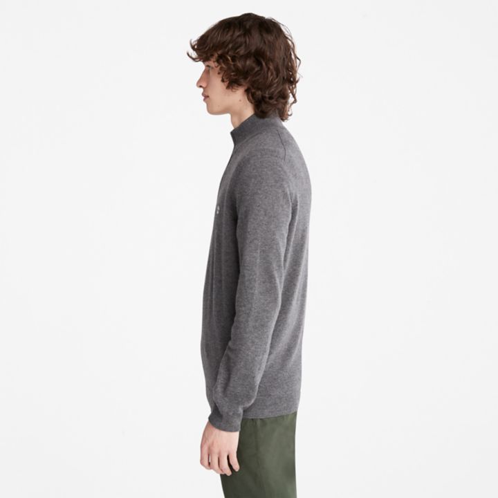 Cohas Brook Zip-Neck Jumper for Men in Dark Grey