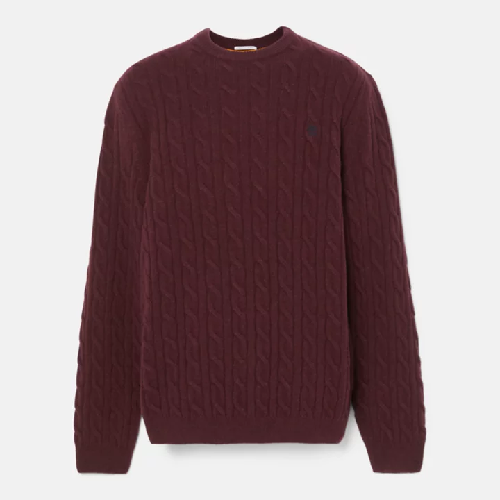 Phillips Brook Cable-knit Crew Jumper for Men in Burgundy
