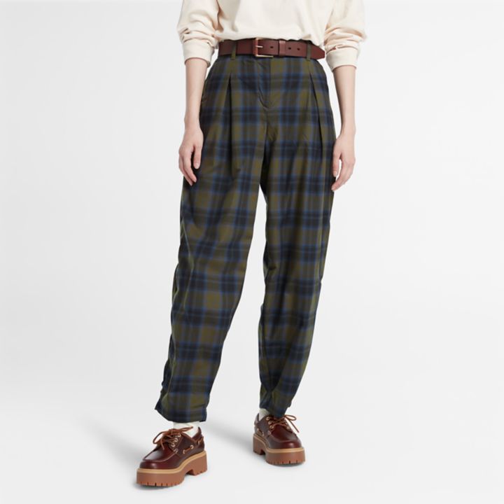 Plaid Trousers for Women in Green