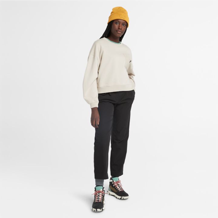 Textured Crew Sweatshirt for Women in Beige