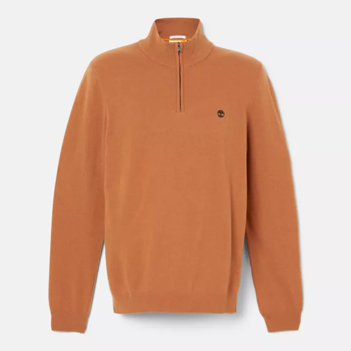 Cohas Brook Zip-Neck Jumper for Men in Brown