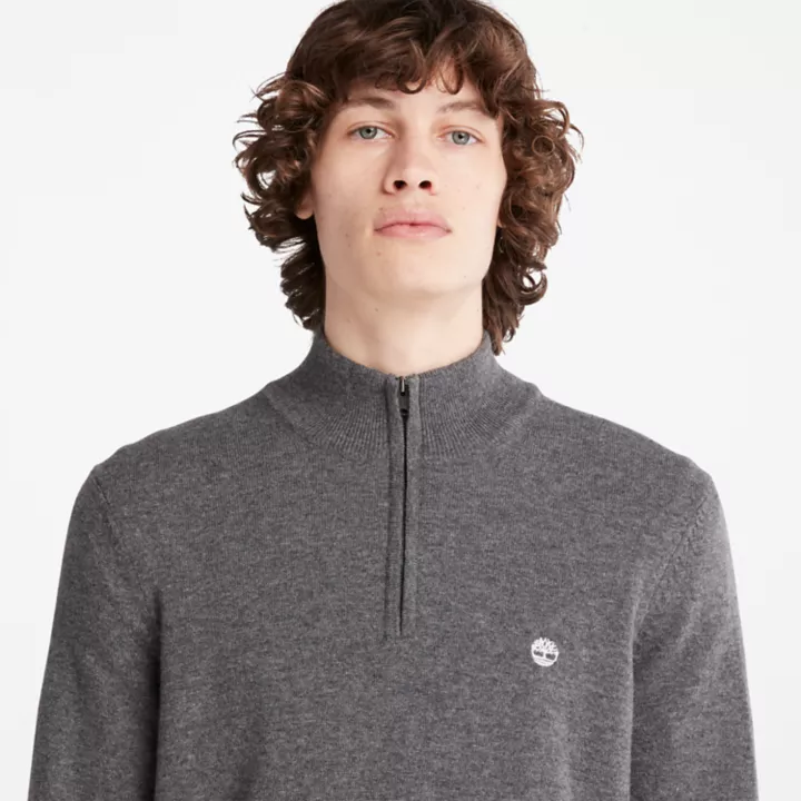 Cohas Brook Zip-Neck Jumper for Men in Dark Grey