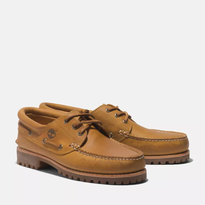 3-Eye Lug Handsewn Boat Shoe for Men in Yellow