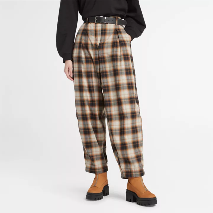 Plaid Trousers for Women in Orange
