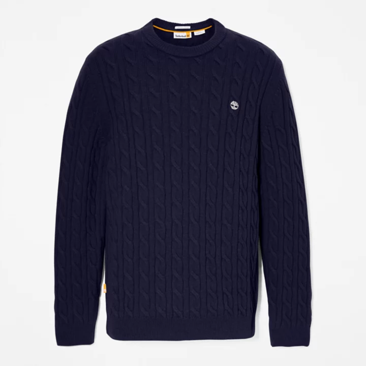 Phillips Brook Cable-knit Crew Jumper for Men in Navy