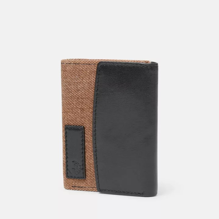 Canvas and Leather Billfold Wallet for Women in Brown