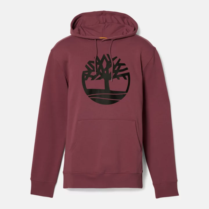 Timberland Tree Logo Hoodie for Men in Burgundy
