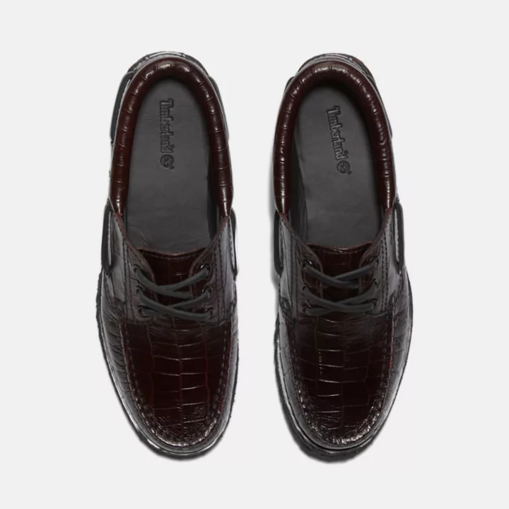 Noreen 3-Eye Lug Handsewn Boat Shoe for Women in Burgundy