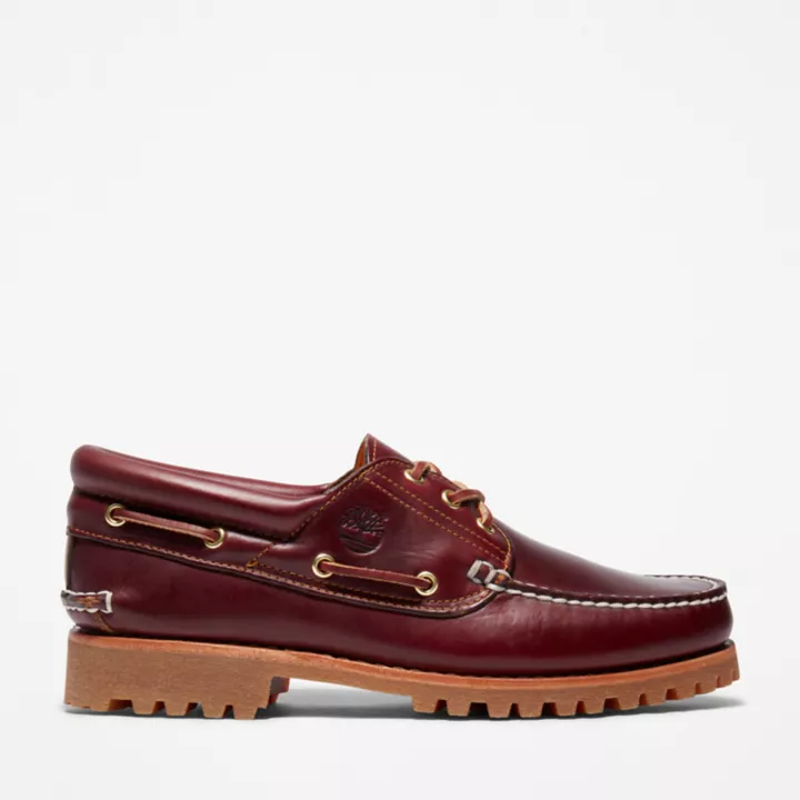 Timberland Authentic 3-Eye Boat Shoe for Men in Burgundy